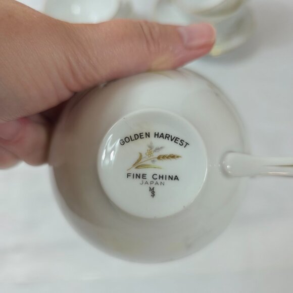 FOUR Fine China of Japan Golden Harvest Cup & Saucer Sets Gold Wheat Sprays - Picture 13 of 15